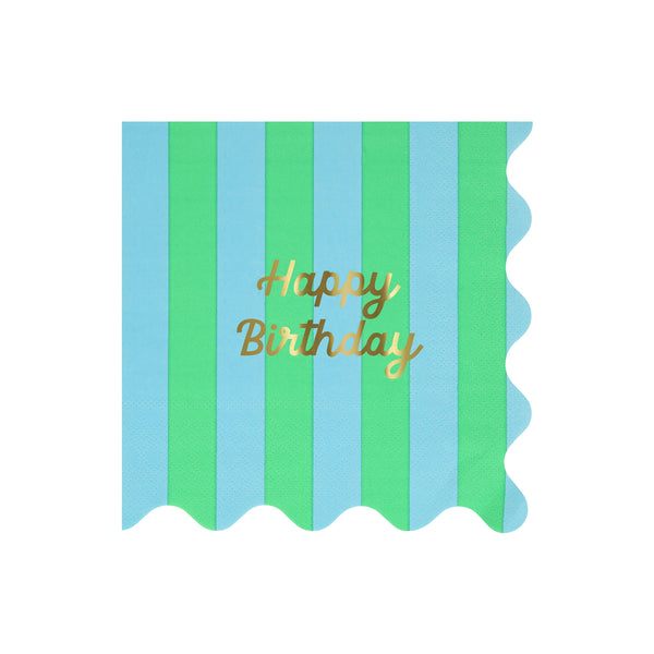 מפיות גדולות פסים Happy Birthday - Meri Meri