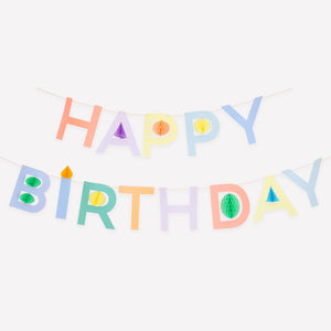 סט גרלנדות Happy Birthday כוורת - Meri Meri