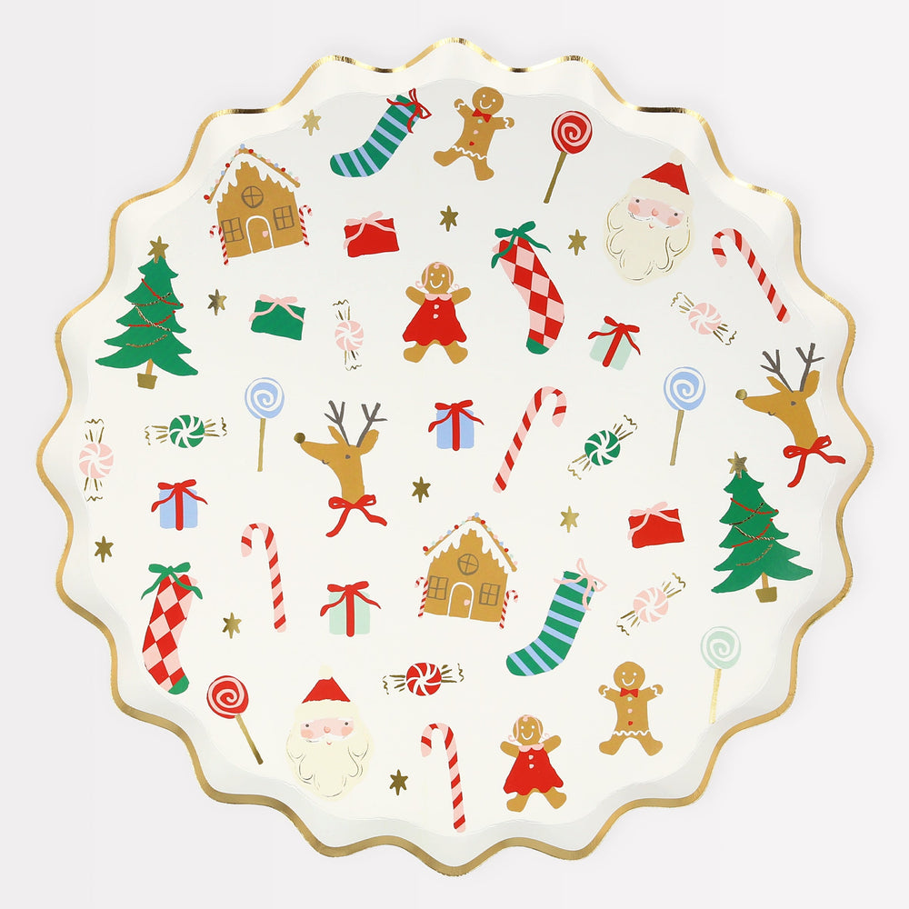 צלחות גדולות חג מולד עליז - Meri Meri