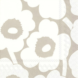 מפיות פרחים צבע פשתן ולבן - Marimekko