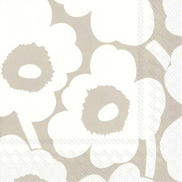 מפיות פרחים צבע פשתן ולבן - Marimekko