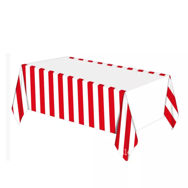 מפת שולחן גדולה פסים אדום לבן