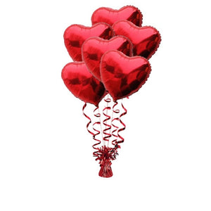 זר בלונים 6 לבבות אדומים