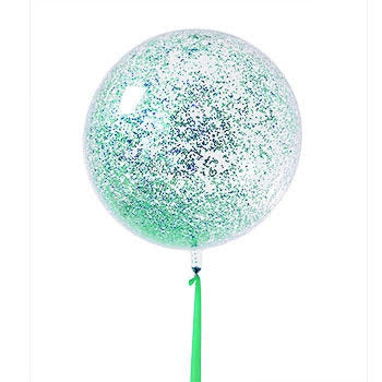 בלון בועה שקוף במילוי קונפטי ירוק