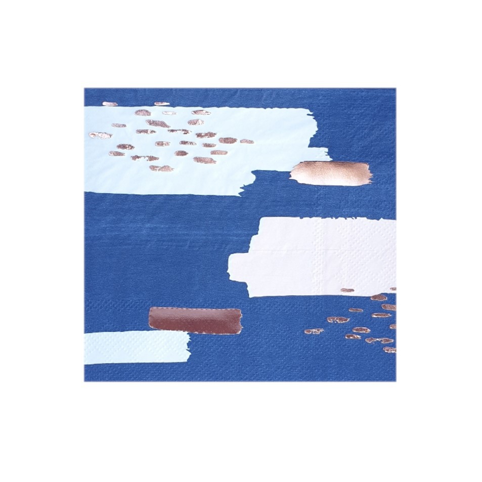 מפיות קוקטייל- כחול וורוד עם הטבעות רוז גולד