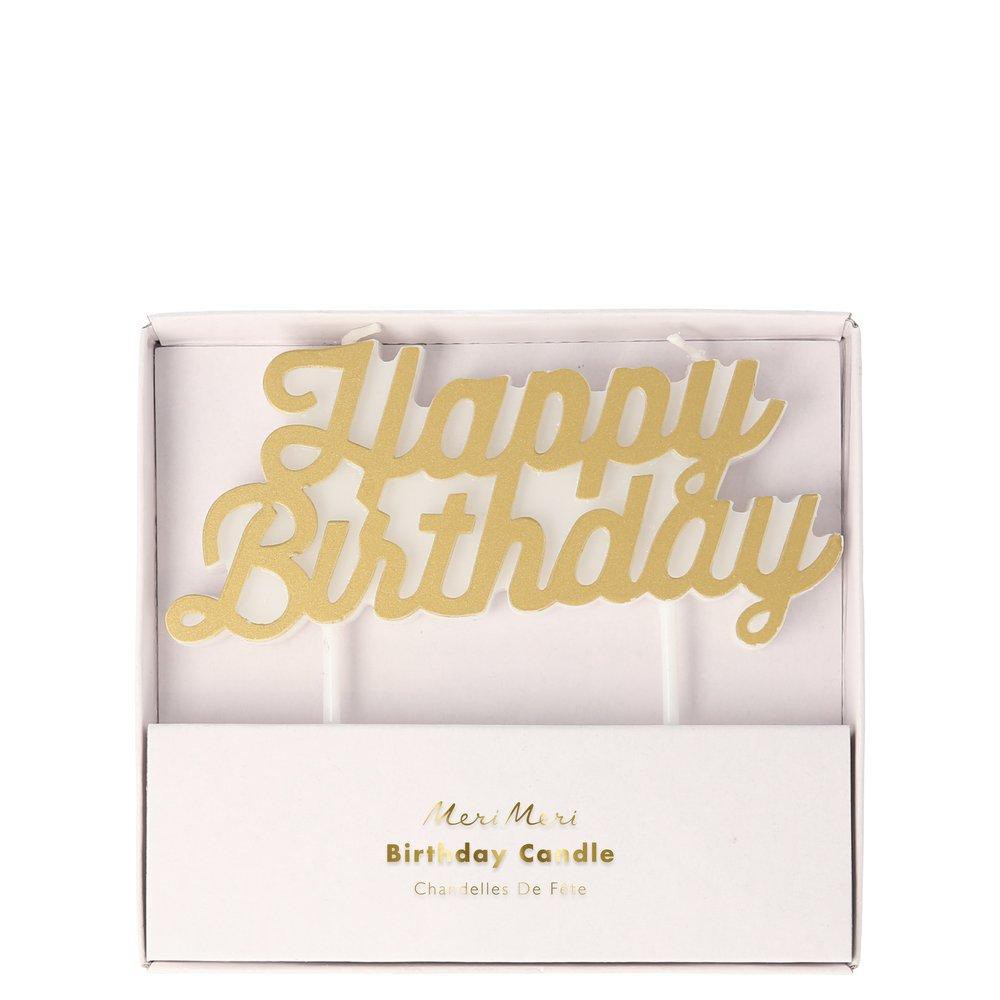 נר Happy Birthday בצבע זהב - Meri Meri
