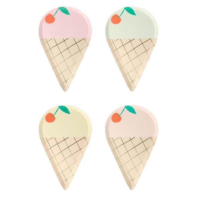 צלחות בצורת גלידה - Meri Meri