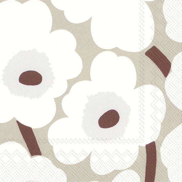 מפיות מרימקו- פרחים לבנים רקע בז'