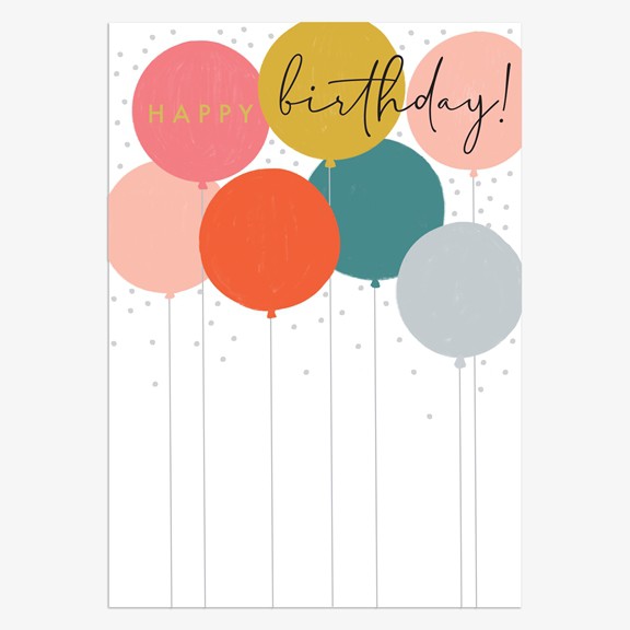 כרטיס ברכה יום הולדת - בלונים צבעוניים