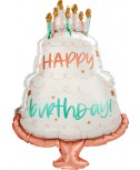 בלון הליום Happy Birthday עוגת יום הולדת