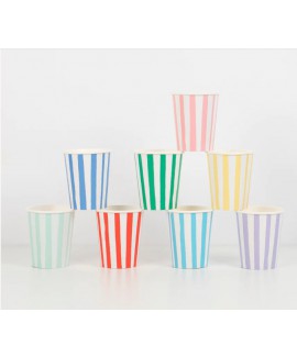 כוסות נייר פסים צבעוניים - Meri Meri