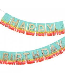 גרילנדת פרנזים צבעונית happy birthday - Meri Meri