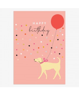 כרטיס ברכה יום הולדת - כלב עם בלון