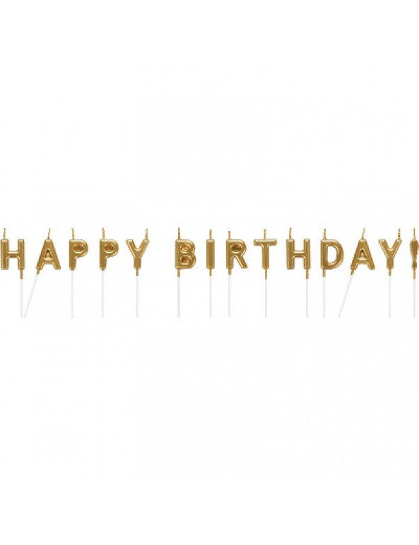 קישוטים, נרות לעוגה, נרות יום הולדת, נרות Happy Birthday, קישוטי עוגה, נרות בעיטור זהב, זהב, נרות זהב, נר זהב
