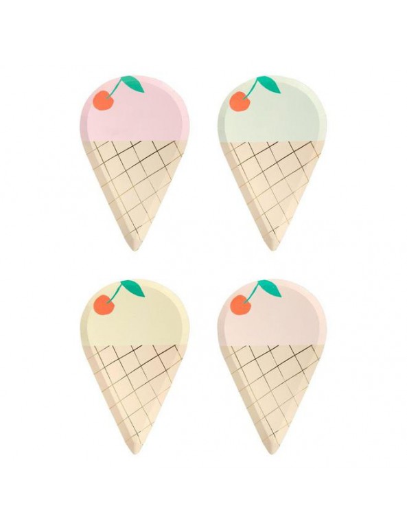 צלחות בצורת גלידה - Meri Meri